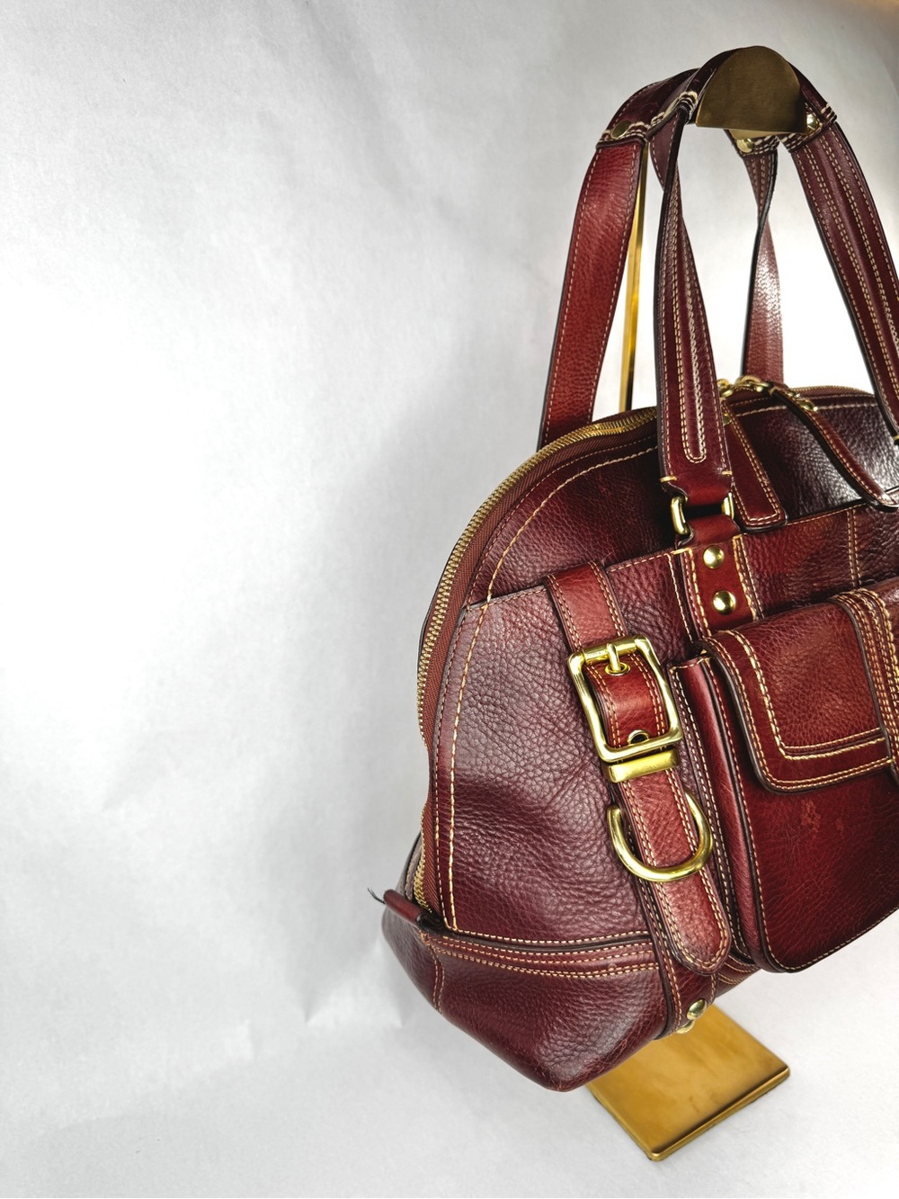 Coach Legacy Large Hamptons Miranda Rare Bordeaux Burgundy Leather Satchel Bag - Picture 2 of 15